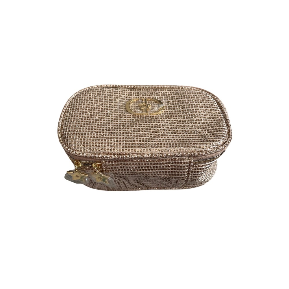 Christian Dior Parfums Rose Gold Glitter Mesh Makeup Bag CD Star Vanity Case